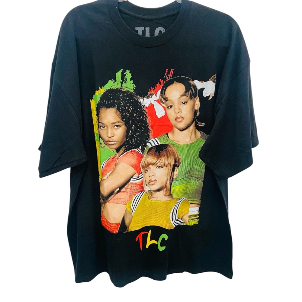 Black and Green Short Sleeve Tee with TLC Graphic